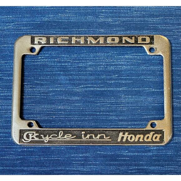 VTG Richmond CA JK Cycle Inn Honda Motorcycle Dealer Metal License Plate Frame